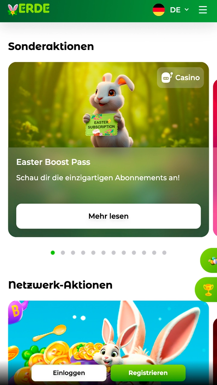 Holen Sie sich einen Bonus aus dem Verde-Bonusbereich.