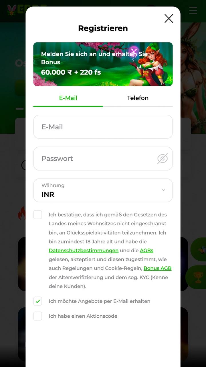 Erstellen Sie ein persönliches Konto bei Verde für sichere Wetten.