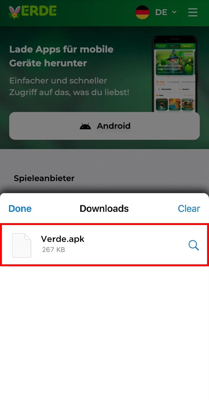 Öffnen Sie die heruntergeladene Verde-Datei und installieren Sie die Anwendung.