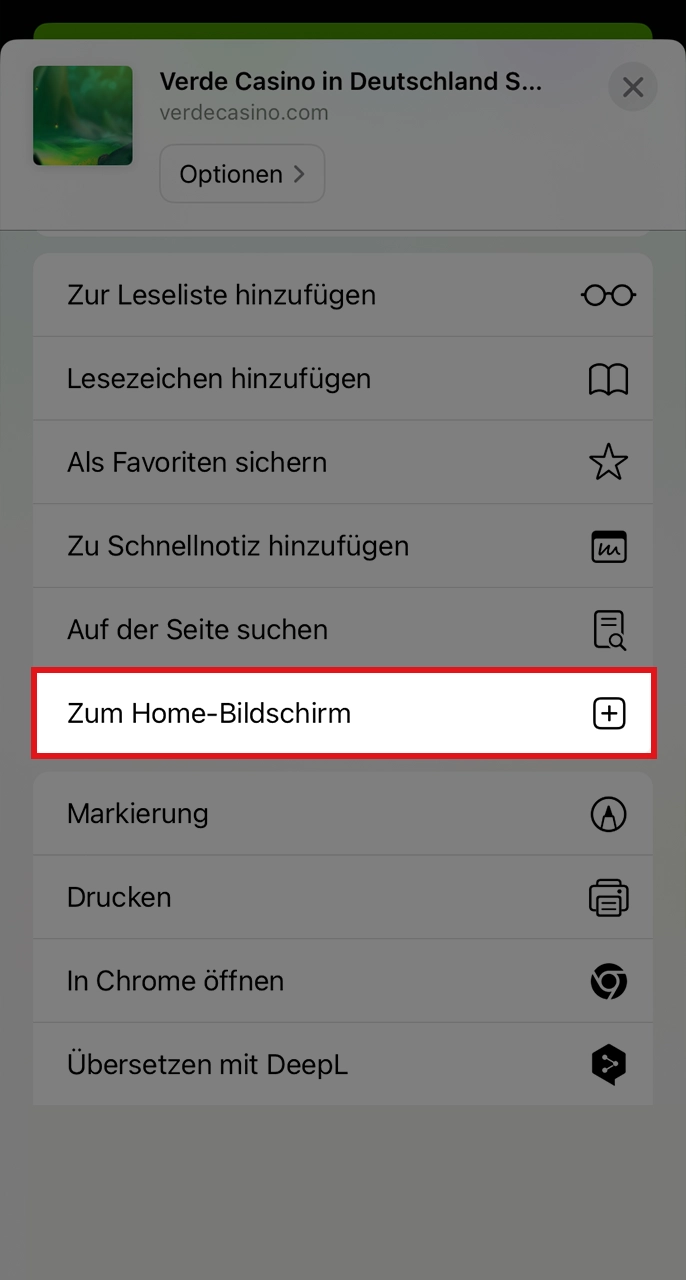 Hängen Sie die Verde-App auf den Startbildschirm Ihres Smartphones.
