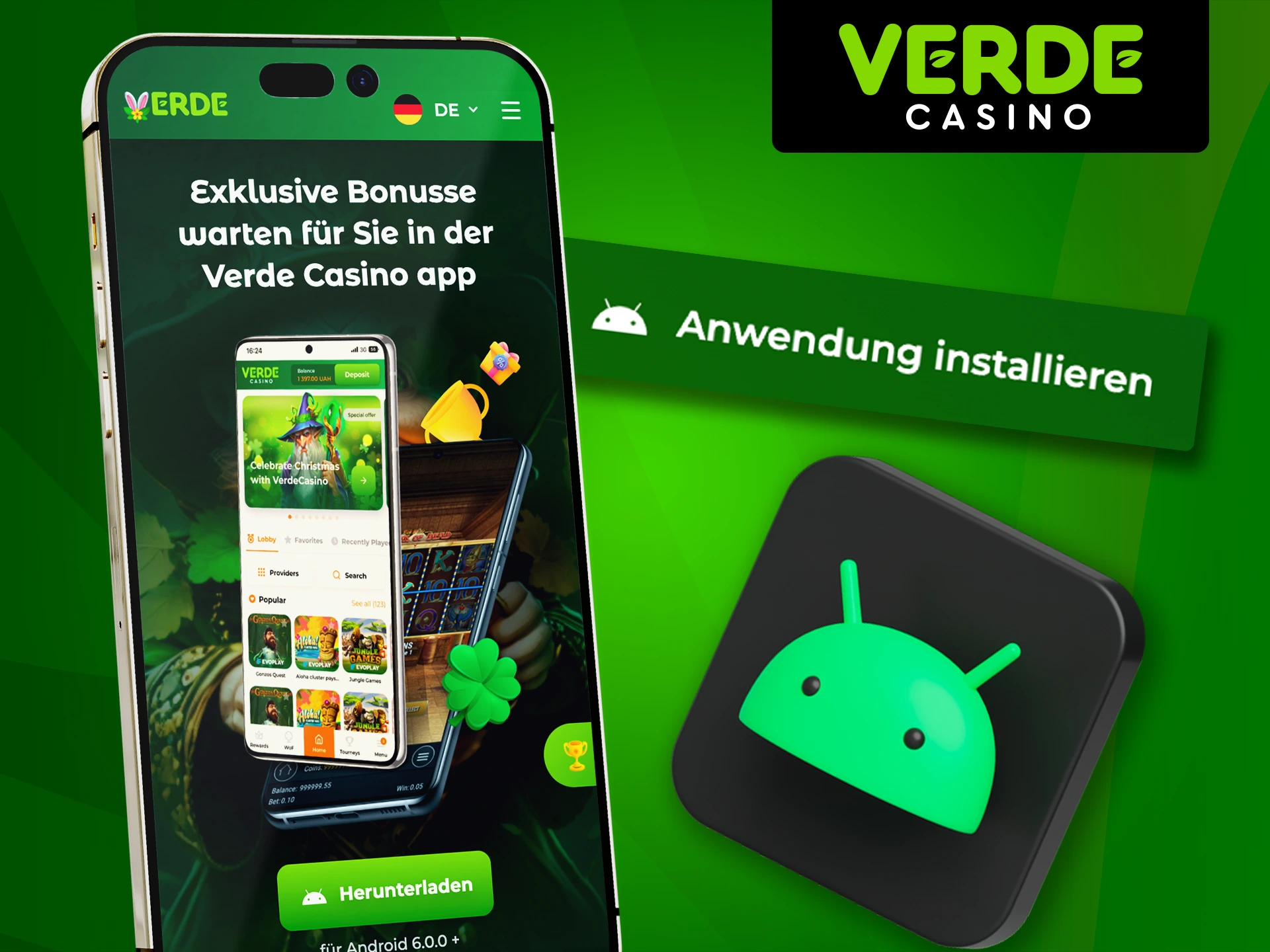 Spielen Sie jederzeit mit der Verde Casino App für Android.