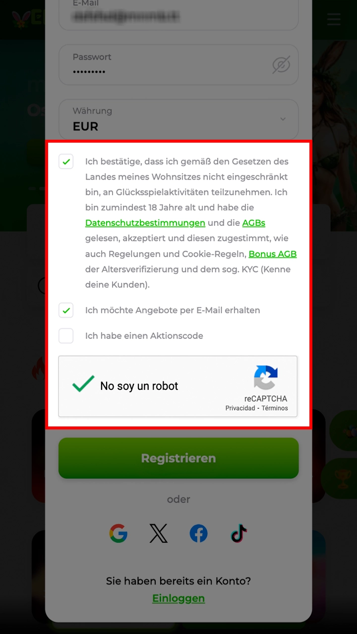 Füllen Sie Ihre Verde-Anmeldedaten aus und bestätigen Sie sie.