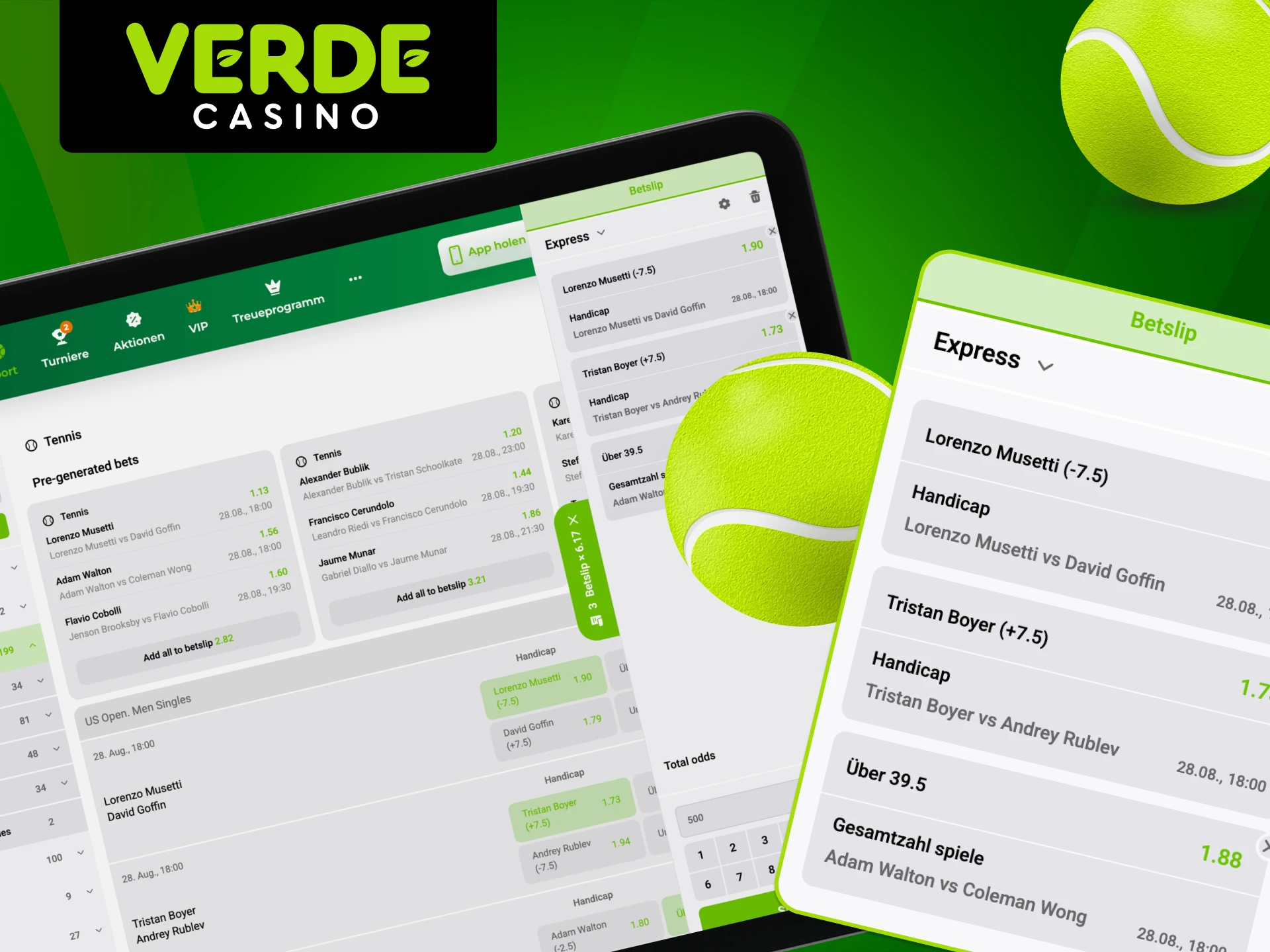Lerne Tenniswetten leicht verstehen im Verde Casino.