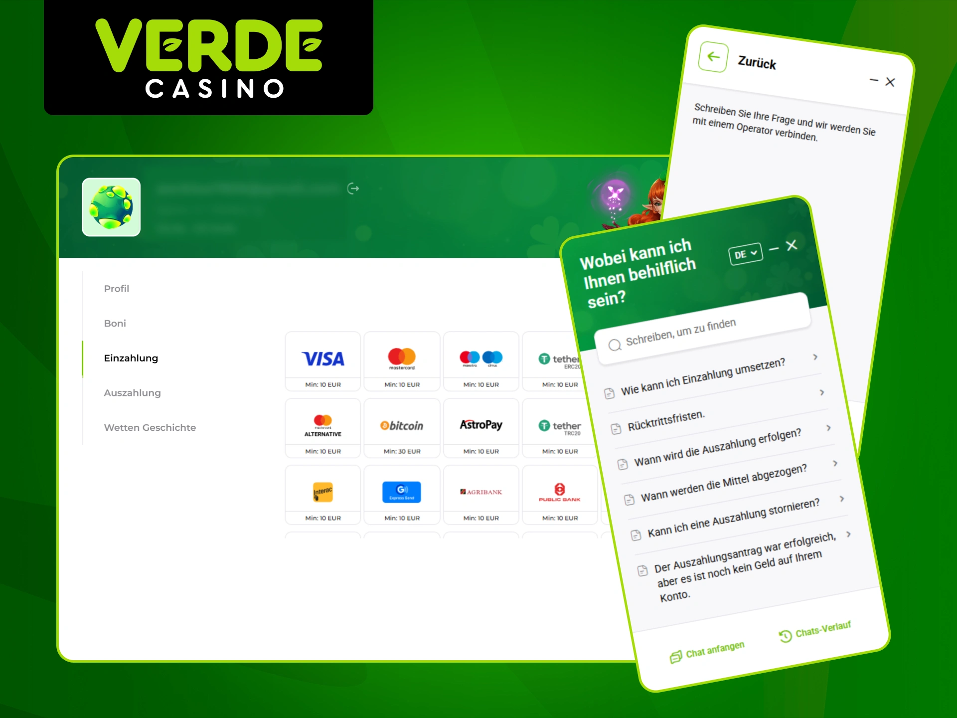 Erfahren Sie, was Sie tun müssen, wenn Probleme bei Einzahlungen im Verde Casino auftreten.