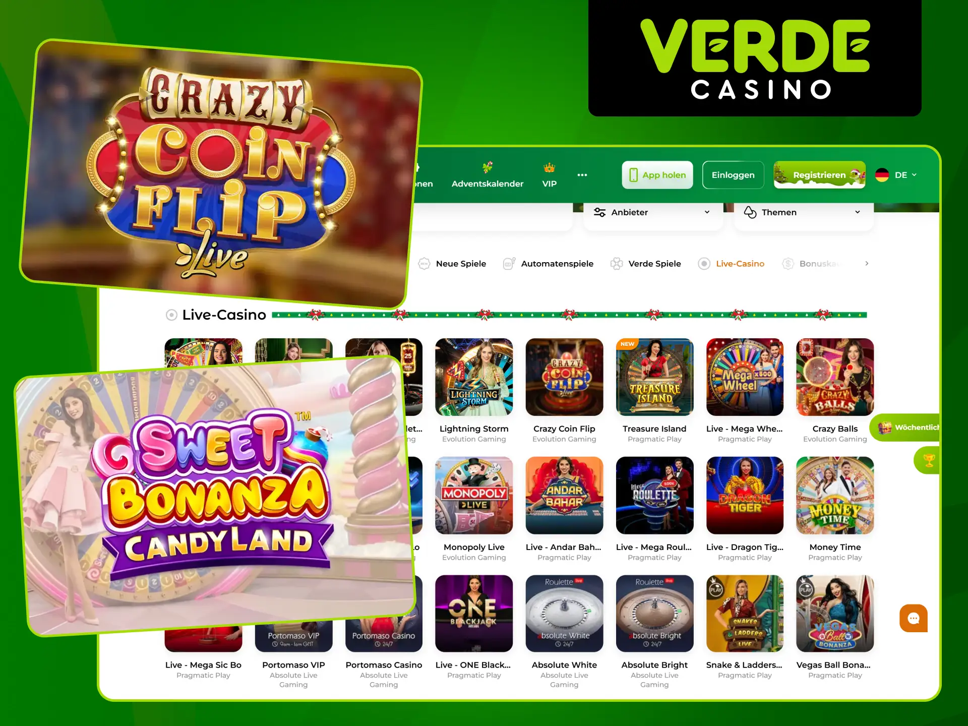 Spielen Sie mit Live-Dealern im Live-Casino von Verde.
